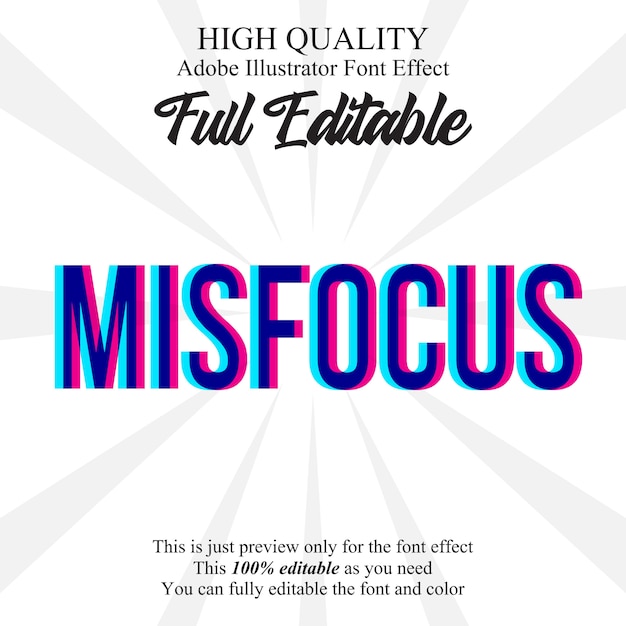 Misfocus text style font effect Premium Vector
