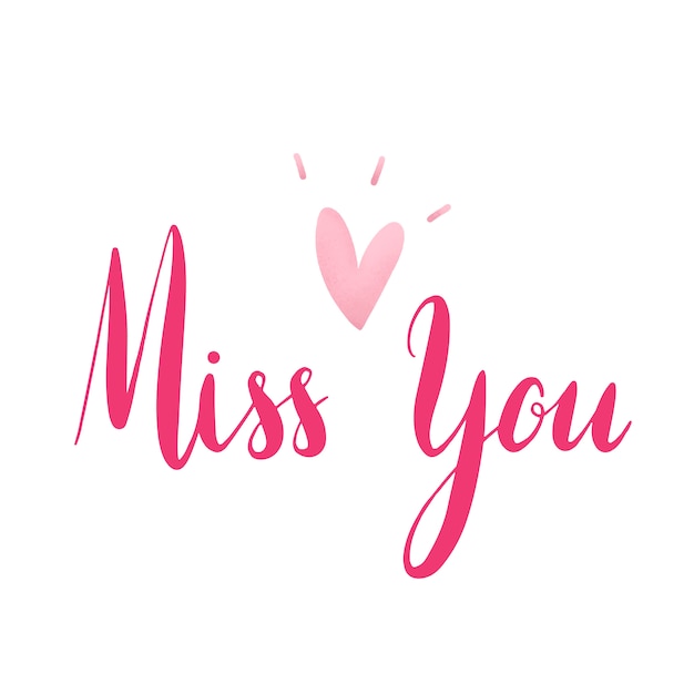 Miss you typography vector in pink Vector | Free Download