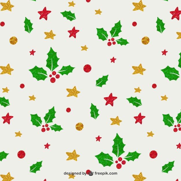 Premium Vector | Mistletoe and stars pattern