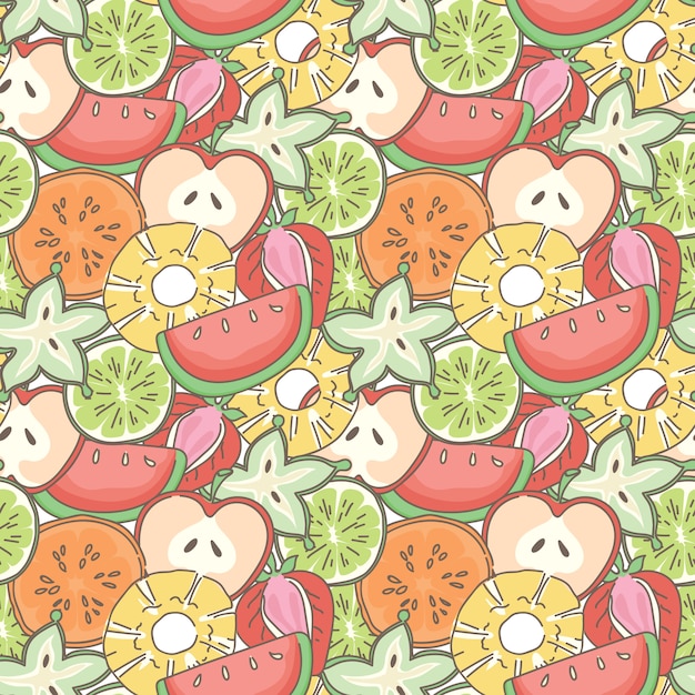 Premium Vector | Mix fruits seamless pattern background