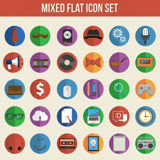 Download Free Vector | Mixed flat icon set