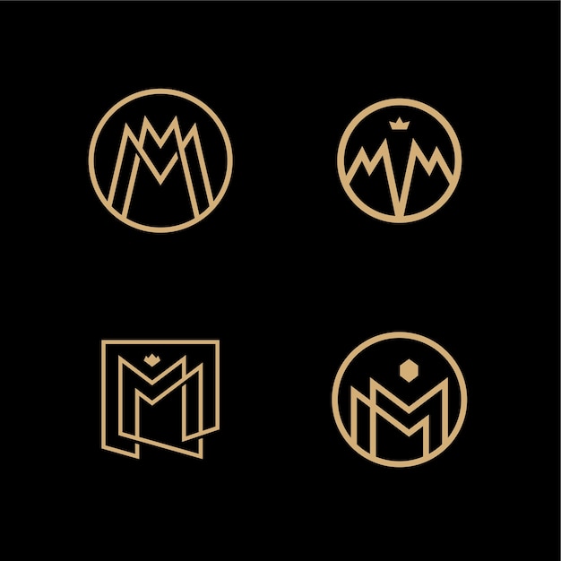 Mm lettermark monogram circle round logo vector | Premium Vector
