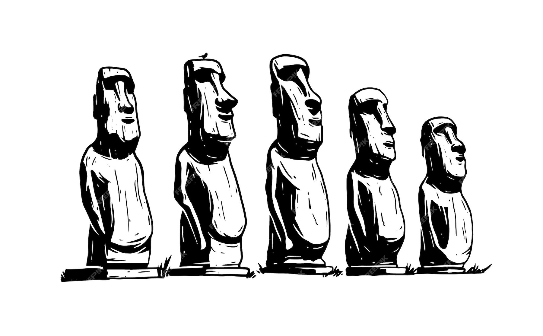 Premium Vector Moai stone monolithic statues on easter island in the