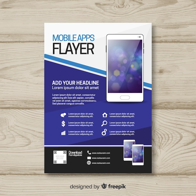 Mobile App Brochure Template Vector Free Download