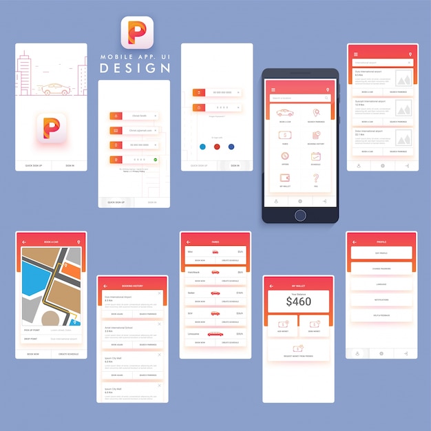 Download Premium Vector | Mobile app design with red elements