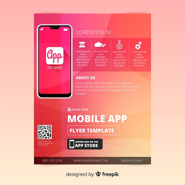 Download Free Download This Free Vector Mobile App Flyer Template Use our free logo maker to create a logo and build your brand. Put your logo on business cards, promotional products, or your website for brand visibility.