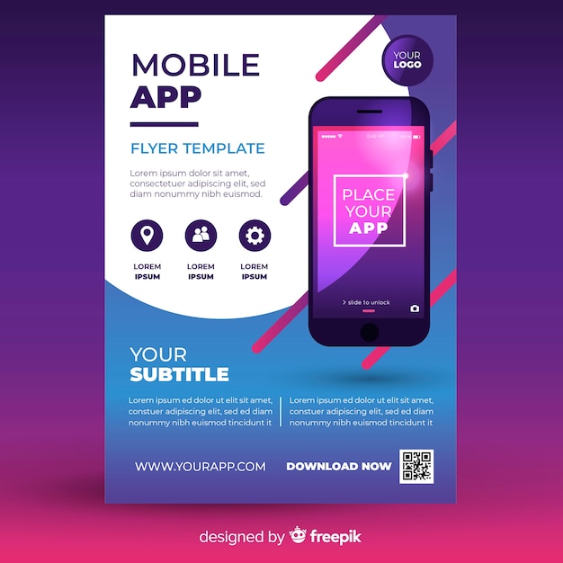 Free Vector Mobile app flyer template