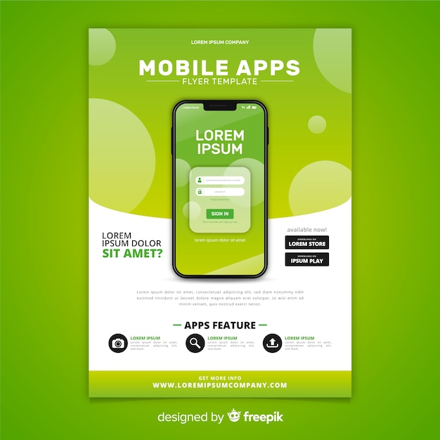 Mobile app flyer template Free Vector