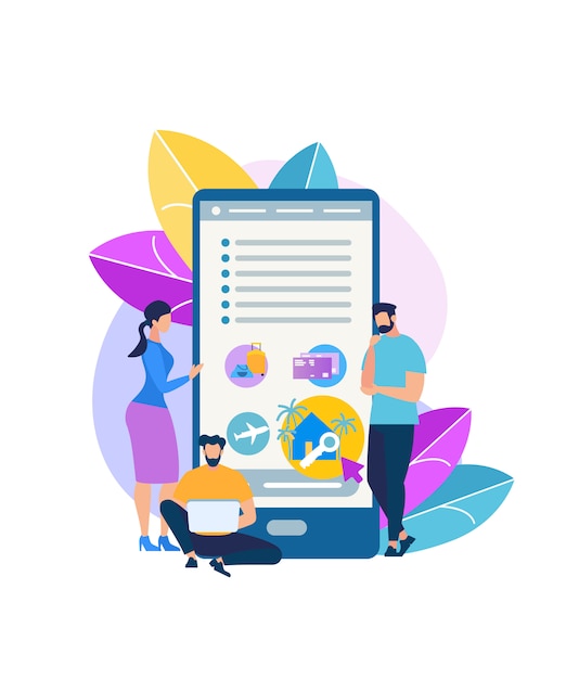 Mobile app for traveling people flat vector icon Premium Vector