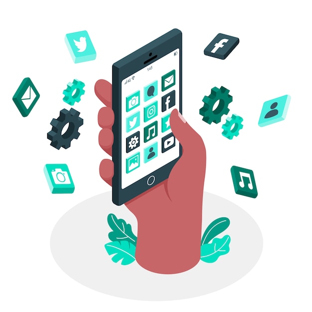 Mobile apps concept illustration Vector Free Download