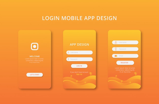 Download Mobile apps design with gradient color premium vector | Premium Vector