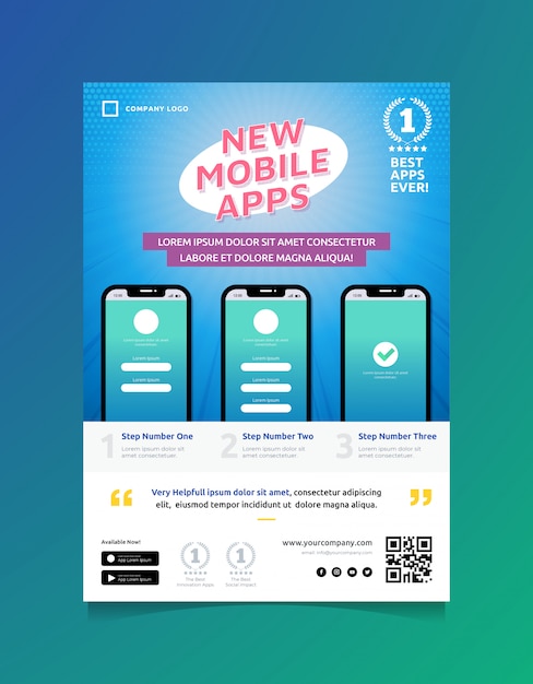 Premium Vector | Mobile apps promo flyer template
