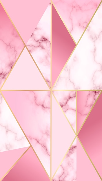 無料のベクター 大理石の効果とピンクの幾何学的図形のモバイルの背景