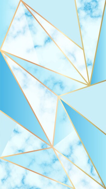 Mobile background with marble effect and blue geometric shapes Vector