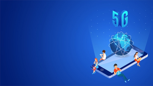 Mobile internet 5g network service concept. Premium Vector