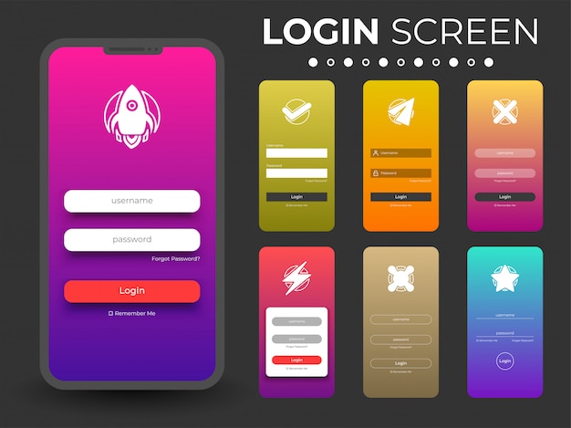 Mobile login screen ui | Premium Vector