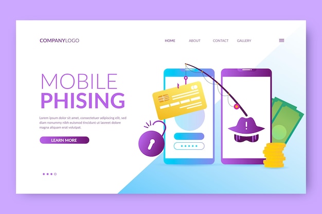 Free Vector | Mobile Phishing Landing Page Template