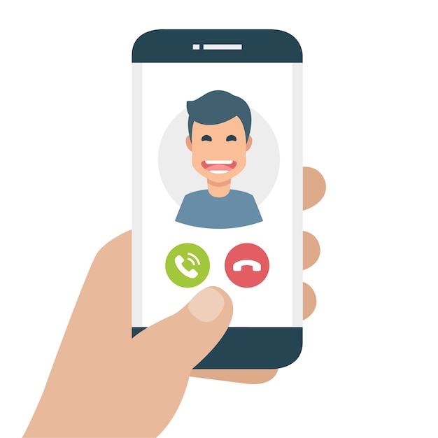 Mobile phone with incoming call Free Vector