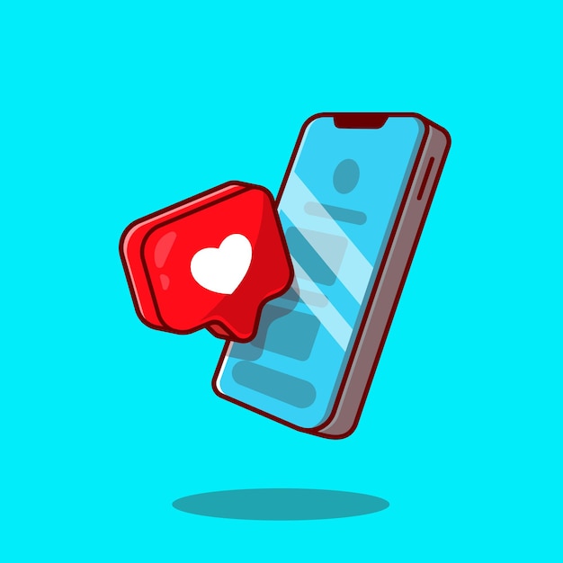 Free Vector Mobile Phone With Love Sign Cartoon Icon Illustration