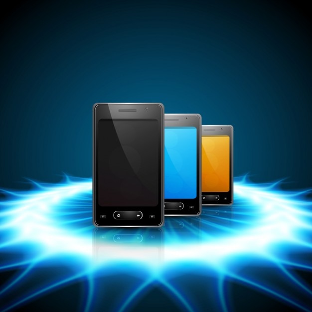 Mobile phones on shiny background Vector | Free Download