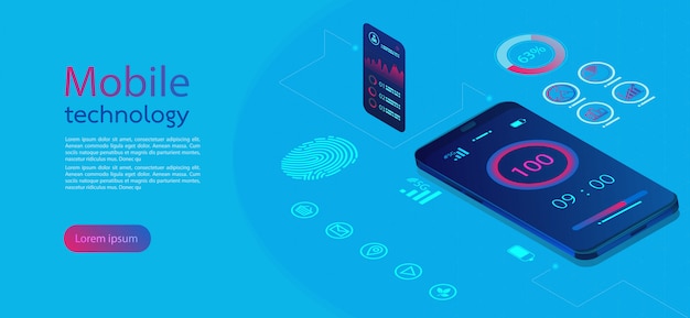 Mobile screens modern infographic Premium Vector