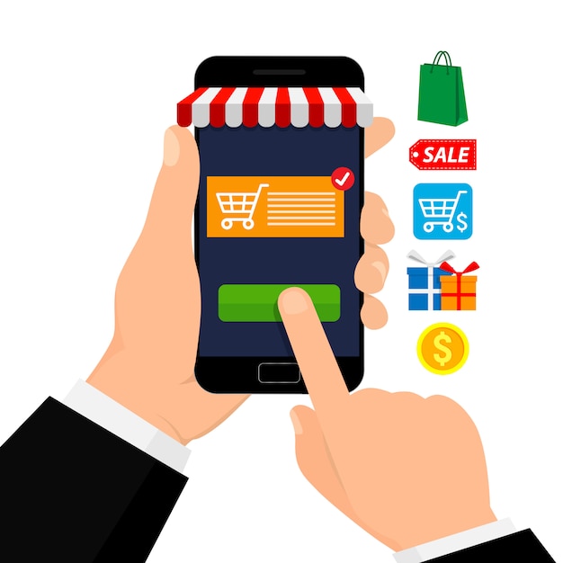 Premium Vector Mobile shopping. mobile marketing. app