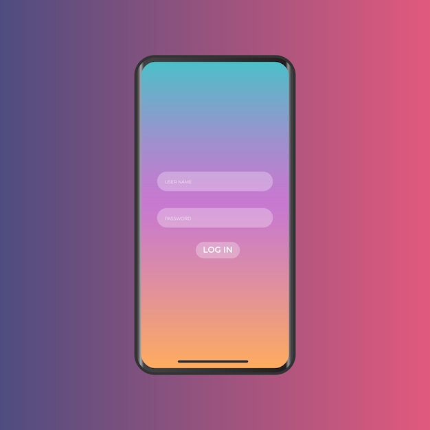 Premium Vector | Mobile ui login page with gradient background