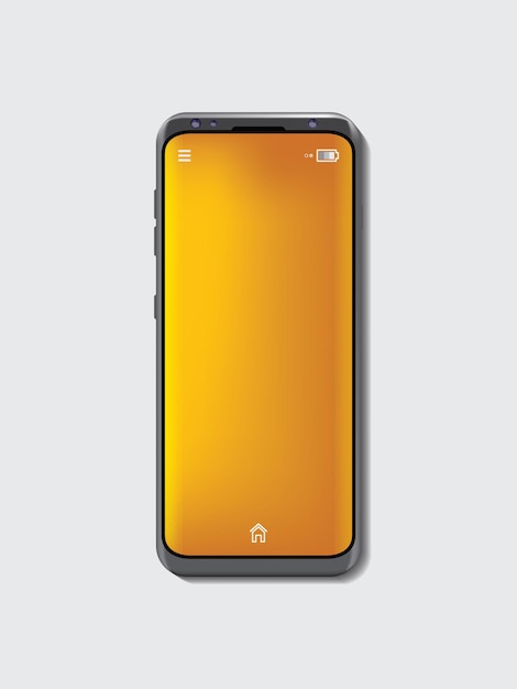 携帯電話スペースの灰色とオレンジ色の壁紙の背景をモックアップ プレミアムベクター