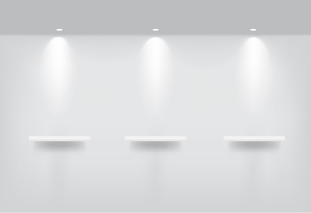 Mock up realistic empty shelves for interior Premium Vector