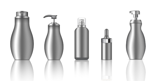 Download Premium Vector Mock Up Realistic Metallic Spray Bottles
