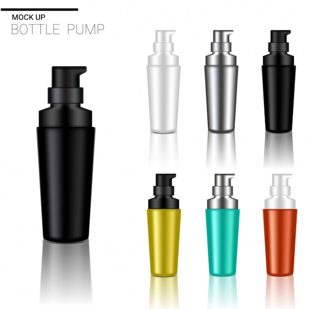 Download Mock up realistic pump bottle cosmetic set template on white background. | Premium Vector