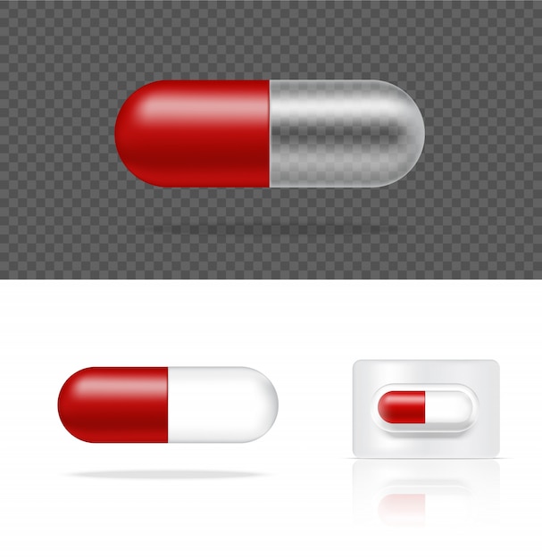 Download Premium Vector Mock Up Realistic Transparent Pill Medicine Capsule