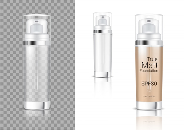 Download Premium Vector Mock Up Realistic Transparent Pump Bottle Cosmetic