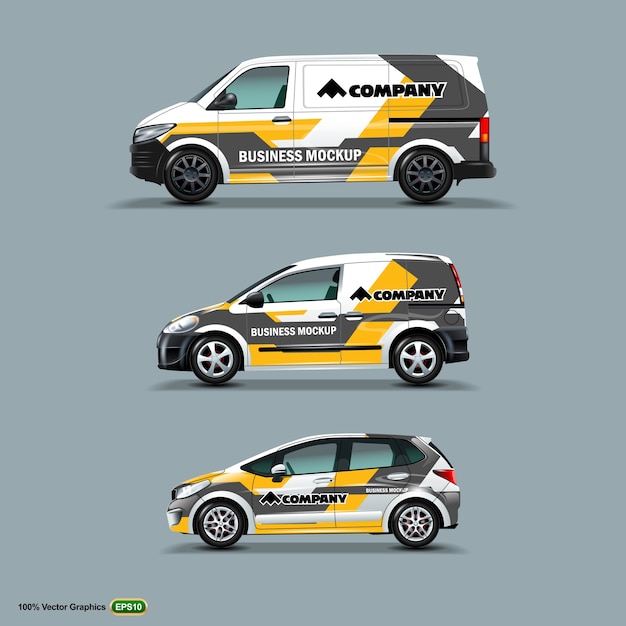 Download Premium Vector Mock Up Set With Advertisement On White Car PSD Mockup Templates