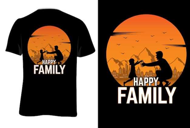 Download Premium Vector | Mock up t-shirt happy family retro vintage style