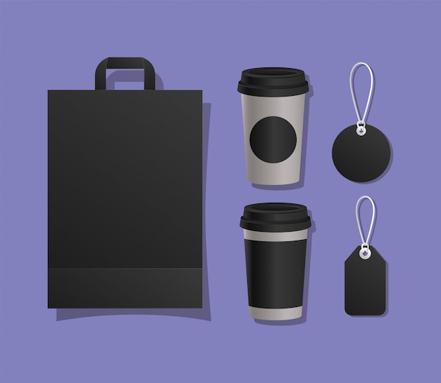 Download Mockup bag mugs and labels | Premium Vector