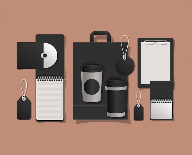 Download Mockup bag mugs and labels | Premium Vector