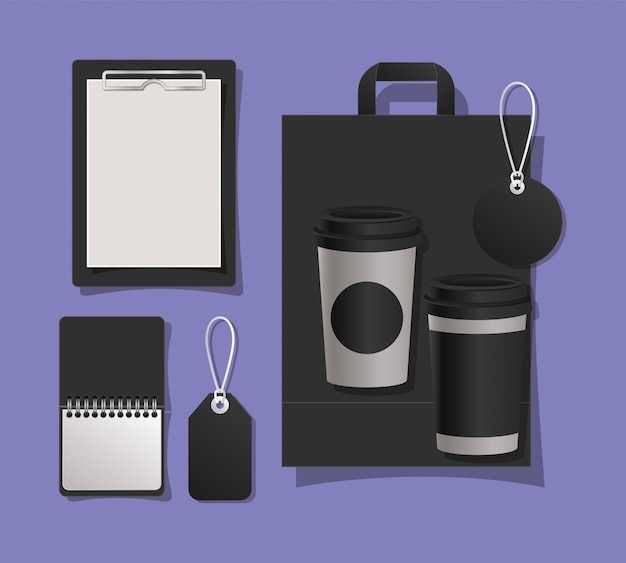 Download Mockup bag mugs and labels | Premium Vector