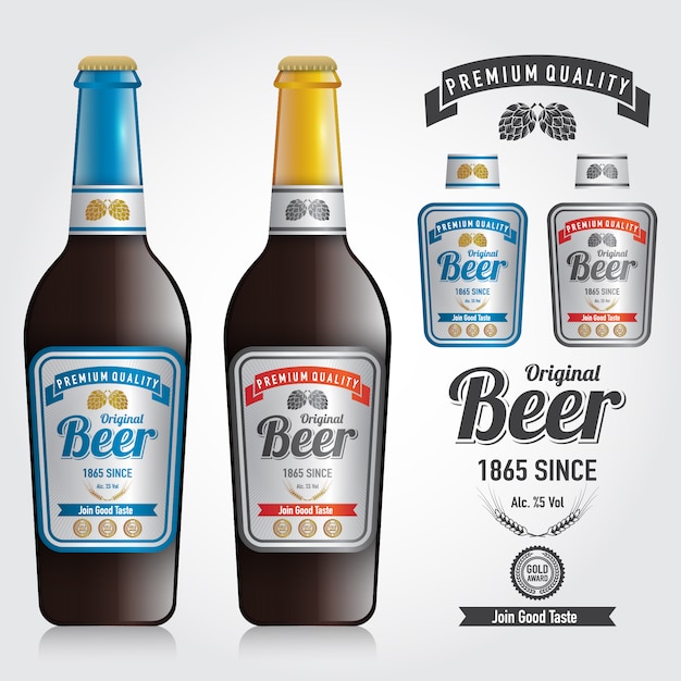 Download Mockup of bottle vector and design premium label of beer ...