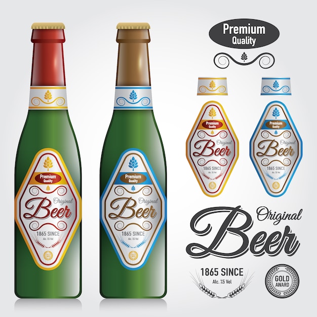 Download Mockup of bottle vector and design premium label of beer ...