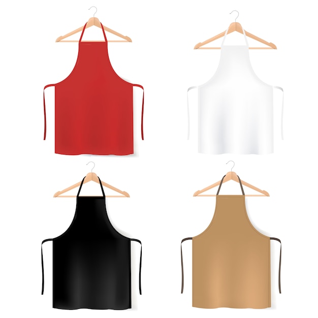 Mockup colorful aprons collection | Premium Vector