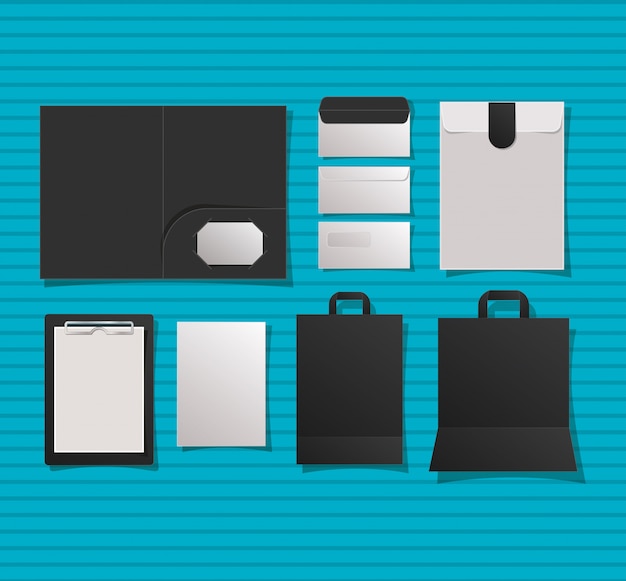 Download Mockup notebook folder envelopes and bags | Premium Vector