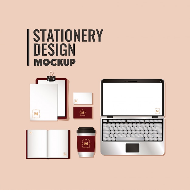 Download Premium Vector | Mockup set with dark red branding of corporate identity and stationery design theme