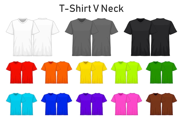 Download Premium Vector | Mockup t-shirt v neck color collection set