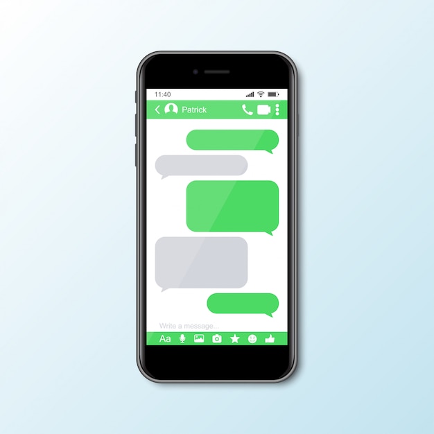 Mockup with smartphone with messenger window for social media Premium Vector