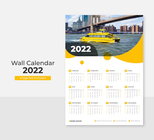 Premium Vector Modern 2022 Wall Calendar Design Print Template