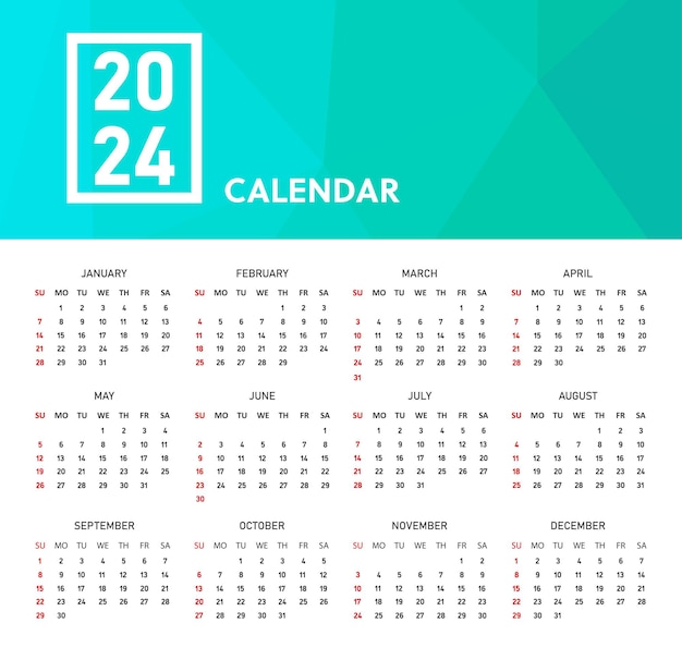 Premium Vector Modern 2024 calendar template