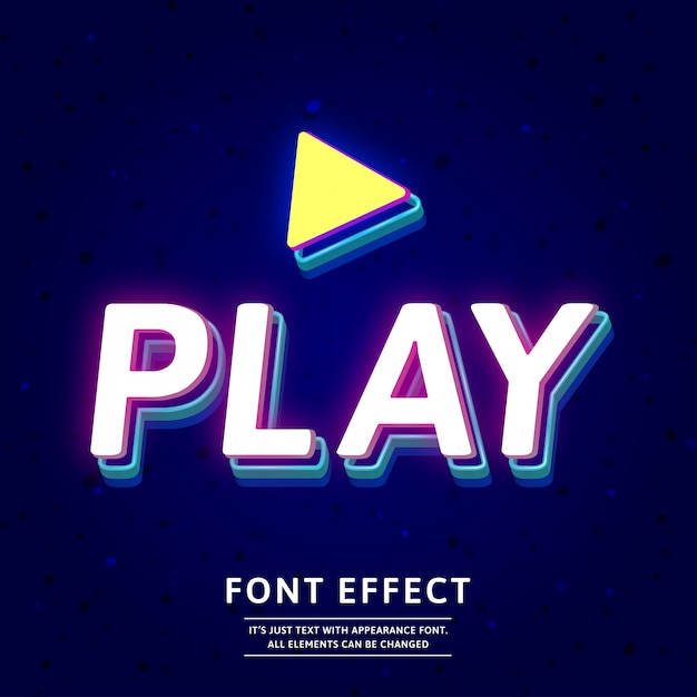 Download Modern 3d neon game title text effect Vector | Premium Download
