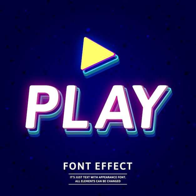 Modern 3d neon game title text effect Vector | Premium Download