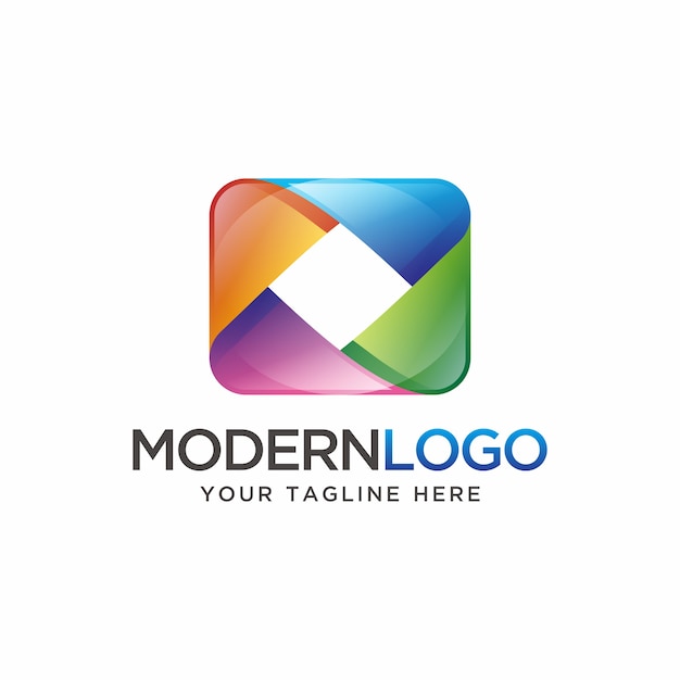 Download Modern 3d rectangle logo | Premium Vector